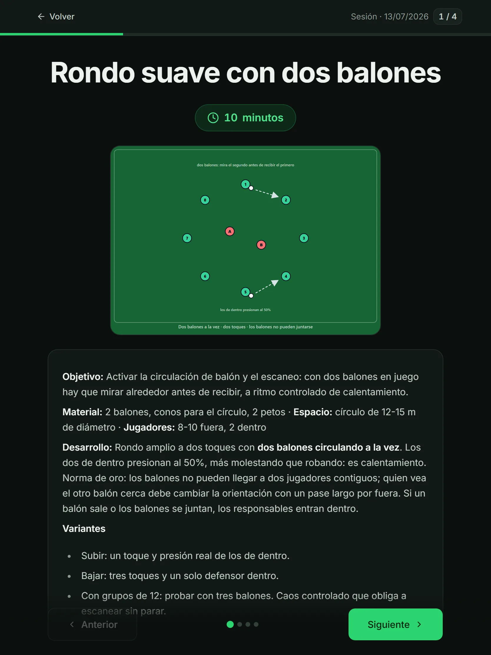 Modo presentación en la tablet: una tarea con su diagrama, el objetivo, el material y el desarrollo